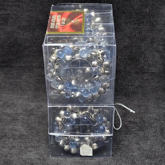 Holiday Collection Set of 4 Silver Bells Napkin Rings 8 Holders in Total - Picture 6 of 8